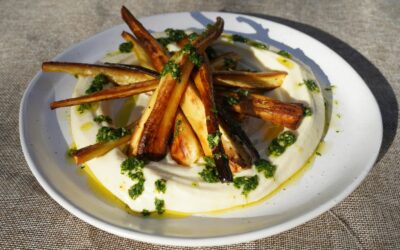 ROAST PARSNIPS WITH PARSNIP PUREE AND GREMOLATA