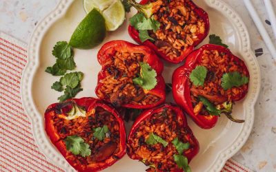 Vietnamese Tomato Fried Rice (Cơm Đỏ) Stuffed Peppers