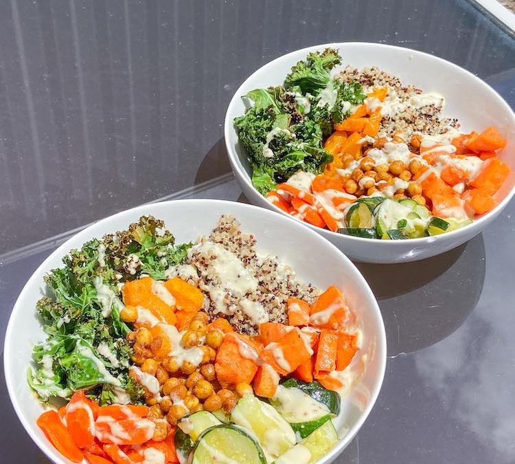 ROASTED VEGETABLE NOURISH BOWL WITH TAHINI DRESSING