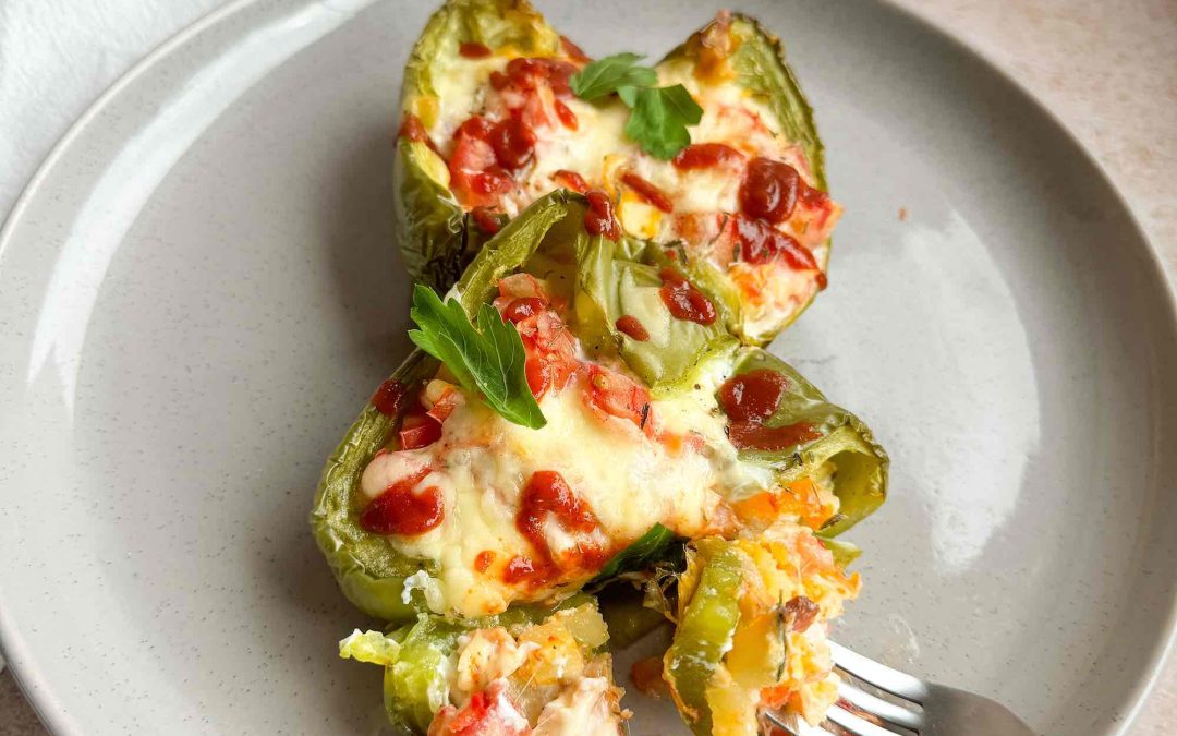 LOADED CAPSICUM EGG BOATS